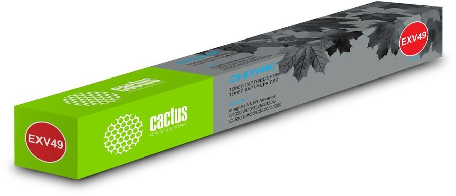Картридж лазерный Cactus CS-EXV49C голубой (19000стр.) для Canon IR C3320/C3320i/C3325i/C3330i/C3500/C3520i MFP/C3525i MFP/C3530i MFP