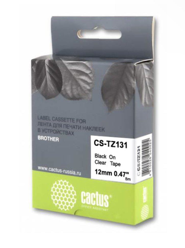 Картридж Cactus TZe-131 (CS-TZ131) черный ленточный для Brother 1010/1280/1830VP/7600VP