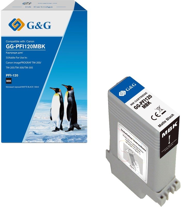 Картридж струйный G&G GG-PFI120MBK черный матовый (130мл) для Canon imagePROGRAF TM-200/205/300/305/250
