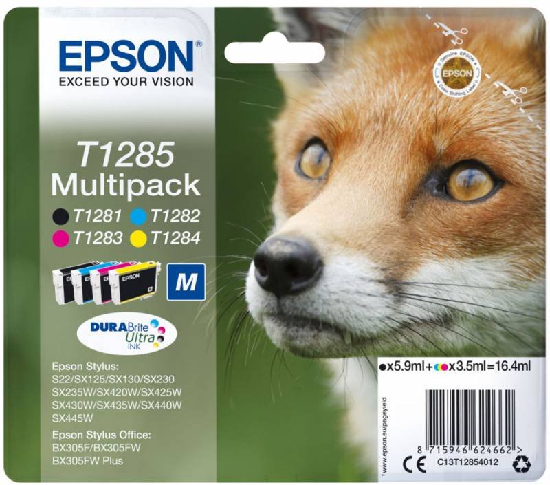 Картридж струйный Epson T1285 C13T12854012 4цв. набор для Epson S22/SX125