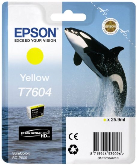 Картридж струйный Epson T7604 C13T76044010 желтый (25.9мл) для Epson SureColor SC-P600