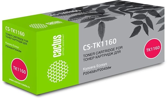 Тонер Картридж Cactus CS-TK1160 черный (7200стр.) для Kyocera Ecosys P2040dn/P2040dw