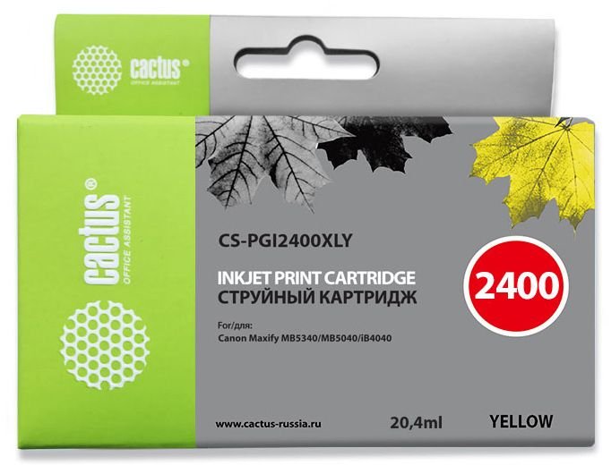Картридж Cactus PGI-2400XLY (CS-PGI2400XLY) струйный  желтый (20.4мл) для Canon MAXIFY iB4040/ МВ5040/ МВ5340