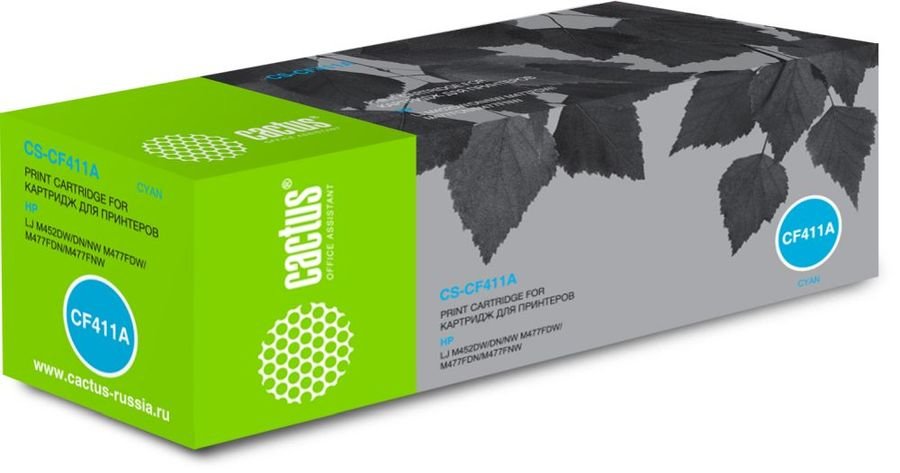 Тонер Картридж Cactus CS-CF411A голубой для HP LJ M452DW/DN/NW, M477FDW/M477FDN/M477FNW (2300стр.)