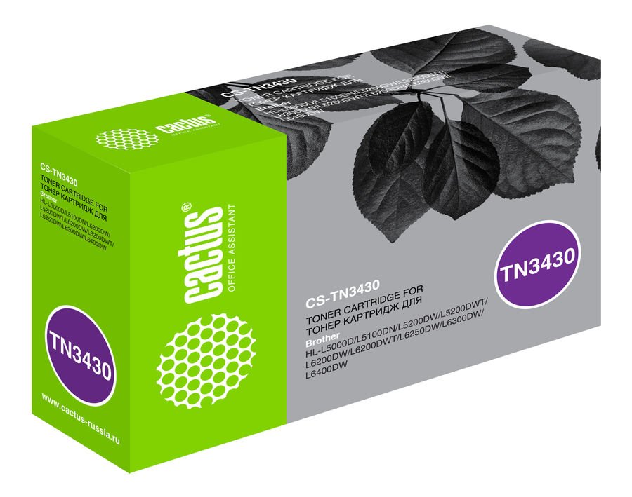 Картридж лазерный Cactus CS-TN3430 черный (3000стр.) для Brother HL L5000/5100/5200/6250/6300/6400