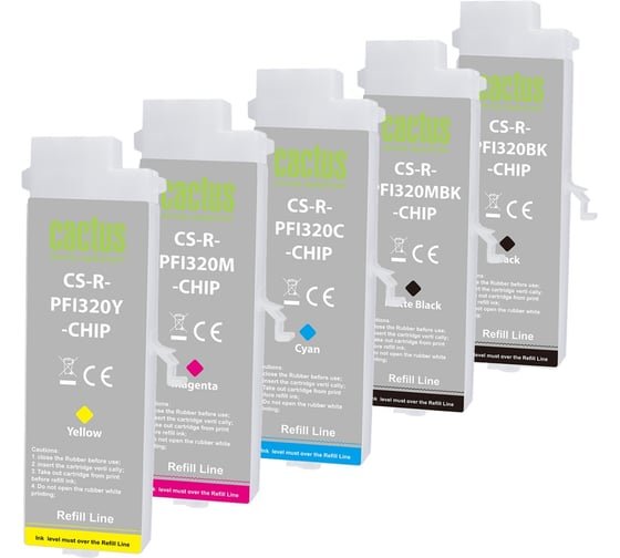 Картридж перезаправляемый струйный Cactus CS-R-PFI320SET-Chip набор 5шт.упак. для Canon imageProGraf TM-200/200MFP/205/300/300MFP/305/250/255/350/355