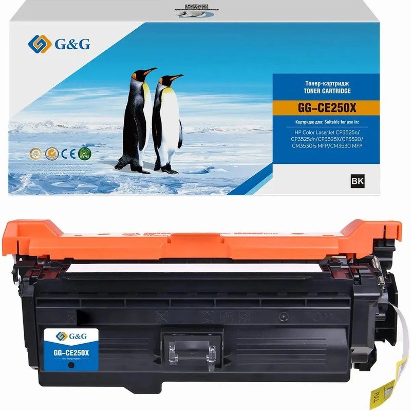Картридж лазерный G&G GG-CE250X CE250X черный (10500стр) для HP CLJ CP3525n/CP3525dn/CP3525X/CP3520/CM3530fs MFP/CM3530 MFP