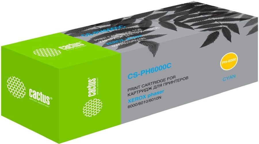 Тонер Картридж Cactus CS-PH6000C (106R01631) голубой для Xerox 6000/6010 (1000стр.)