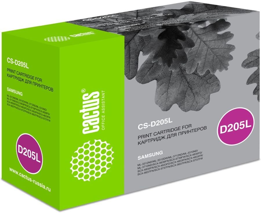Тонер Картридж Cactus CS-D205L черный для Samsung ML-3310 3710 SCX-5637 SCX-4833 (5000стр.)