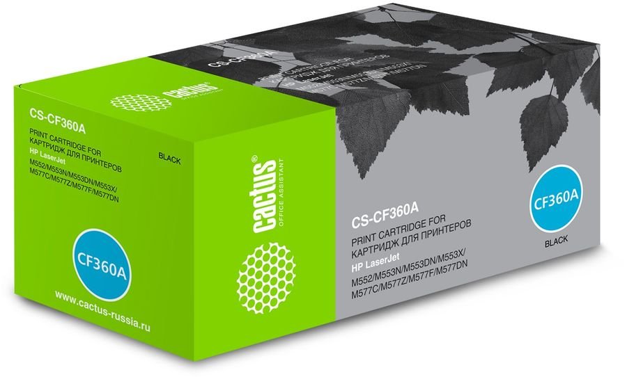 Тонер Картридж Cactus CS-CF360A черный для HP CLJ M552dn/M553dn/M553N/M553x (6000стр.)