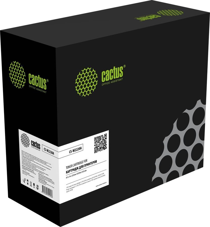 Картридж лазерный Cactus CS-W2220A 222A черный 1300стр для HP LJ Pro 3203dw/3303fdn/3303sdw с чипом