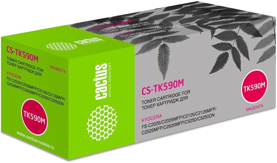Тонер Картридж Cactus CS-TK590M пурпурный для Kyocera FS-C2026MFP/C2126MFP/C2526MFP/C2626MFP/C5250DN