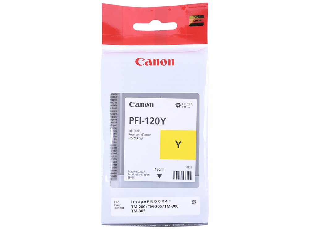 Картридж струйный Canon PFI-120 Y 2888C001 желтый (130мл) для Canon imagePROGRAF TM-200/205