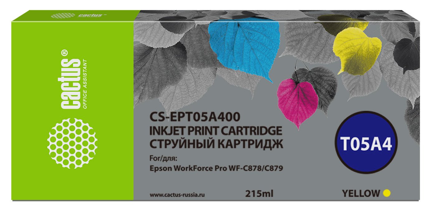 Картридж Cactus T05A4 (CS-EPT05A400) струйный желтый (215мл) для Epson WorkForce Pro WF-C878/C879