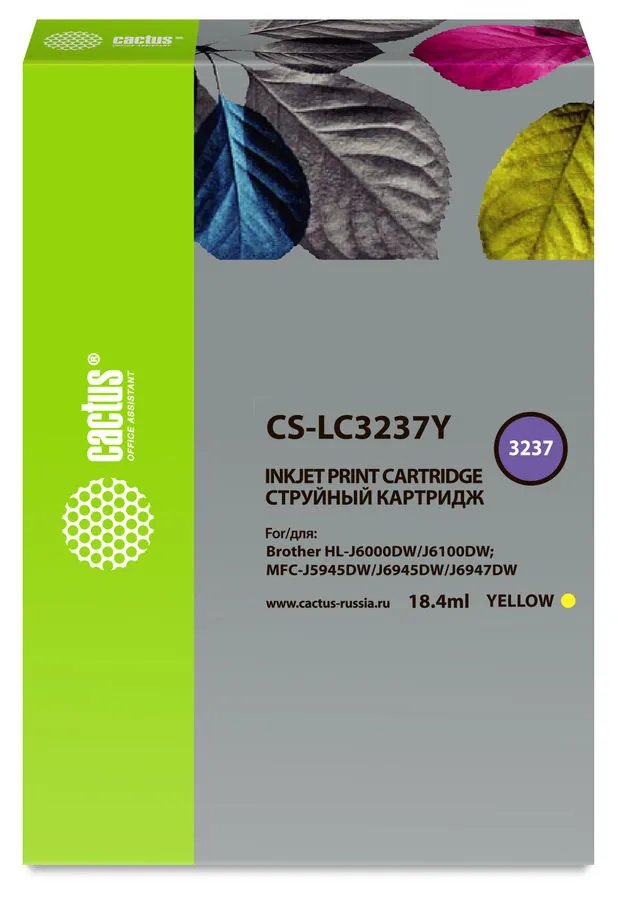 Картридж Cactus CS-LC3237Y желтый струйный (18.4мл) для Brother HL-J6000DW/J6100DW