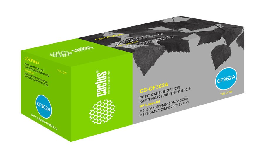 Тонер Картридж Cactus CS-CF362A желтый для HP CLJ M552dn/M553dn/M553N/M553x (5000стр.)