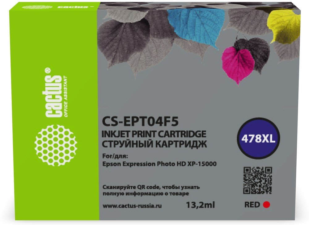 Картридж струйный Cactus CS-EPT04F5 478XL красный 13.2мл для Epson Expression Photo HD XP-15000