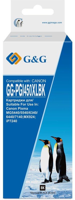 Картридж струйный G&G GG-PGI450XLBK черный (20.4мл) для Canon MG6340/5440/IP7240
