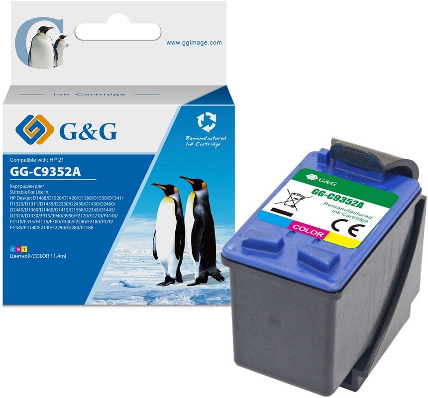 Картридж струйный G&G GG-C9352A 22 многоцветный (11.4мл) для HP DJ 3920/3940/D1360/D1460/D1470/D1560/D2330/D2360/D2430/D2460/F370/F375/F380/F2180/F2