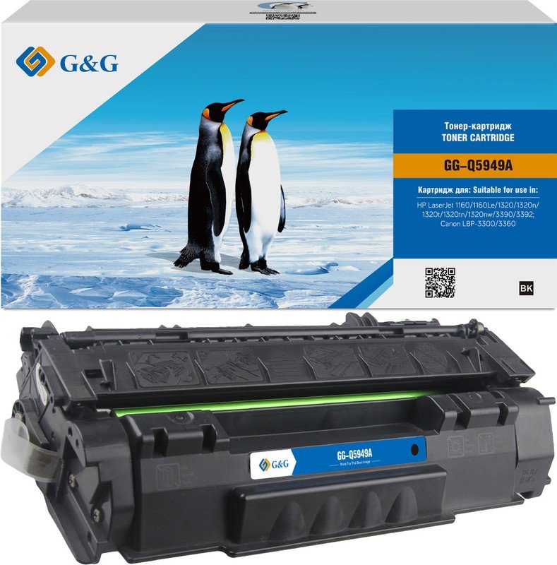 Картридж лазерный G&G GG-Q5949A черный (2500стр) для HP LJ 1160/1160Le/1320/1320n/1320t/1320tn/1320nw/3390/3392 Canon LBP-3300/3360