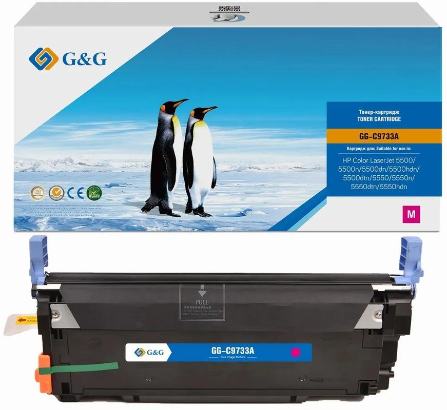 Картридж лазерный G&G GG-C9733A C9733A пурпурный (12000стр) для HP CLJ 5500/5500n/5500dn/5500hdn/5500dtn/5550/5550n/5550dtn/5550hdn