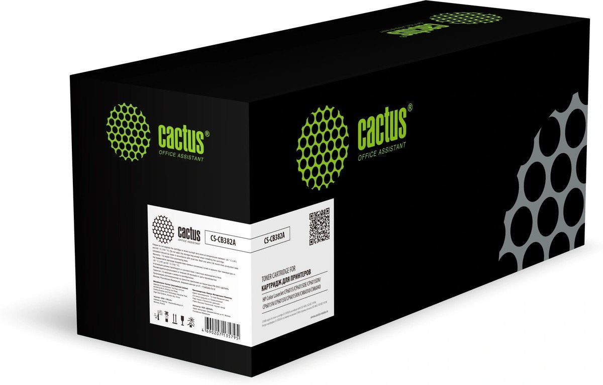 Картридж лазерный Cactus CS-CB382A желтый 21000стр для HP CLJ CP6015/CP6015DE/CP6015DN/CP6015N/CP6015X/CP6015XH/CM6030/CM6040 с чипом