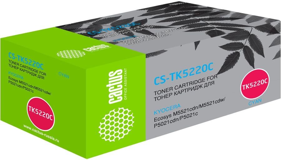 Тонер Картридж Cactus CS-TK5220C голубой (1200стр.) для Kyocera Ecosys M5521cdn/M5521cdw/P5021cdn/P5021cdw