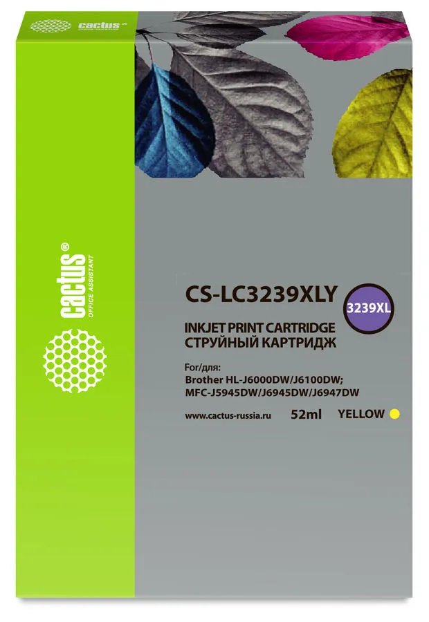 Картридж Cactus CS-LC3239XLY желтый струйный (52мл) для Brother HL-J6000DW/J6100DW