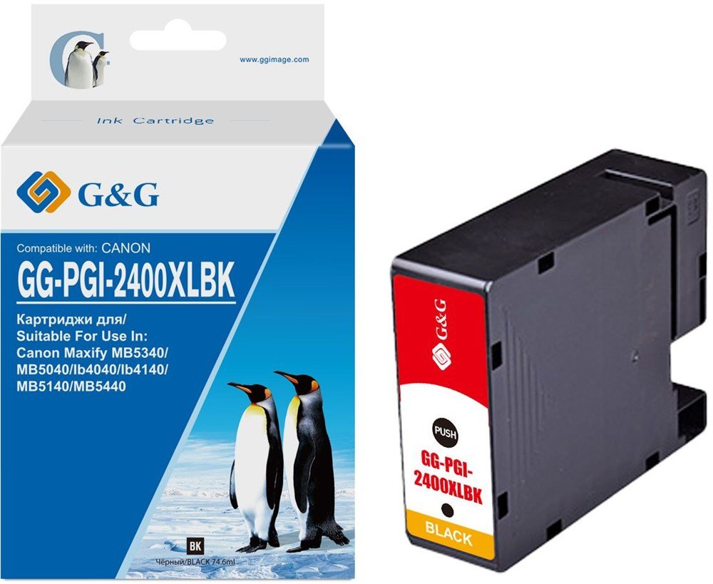 Картридж струйный G&G GG-PGI-2400XLC PGI-2400XL C голубой (20.4мл) для Canon Maxify iB4040/iB4140/МВ5040/MB5140/МВ5340/MB5440