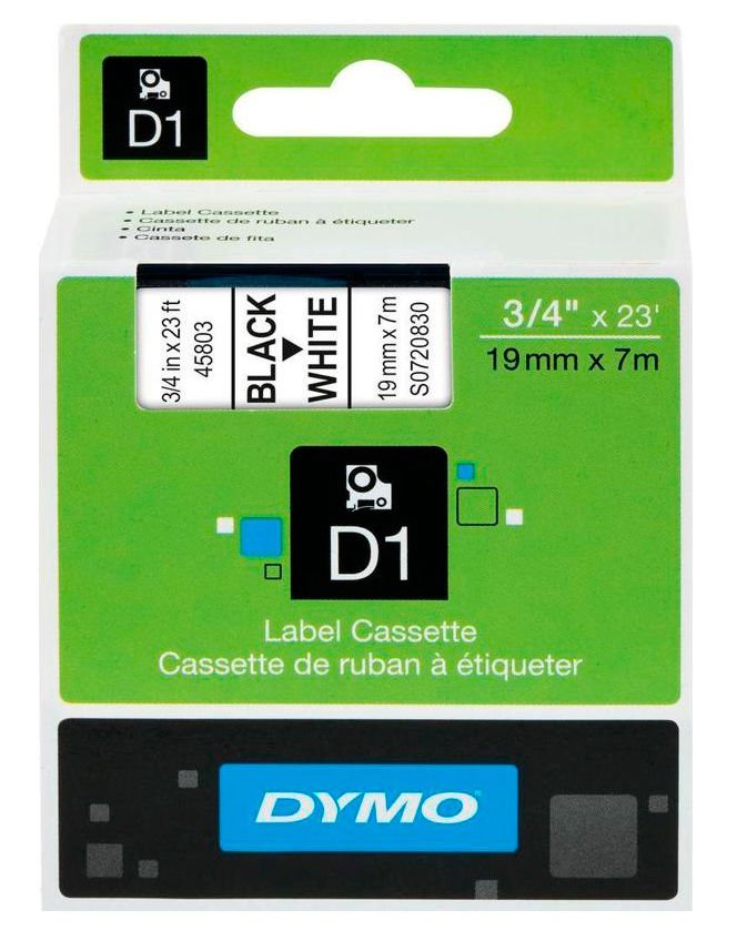 Картридж ленточный Dymo D1 S0720830 черный/белый для Dymo