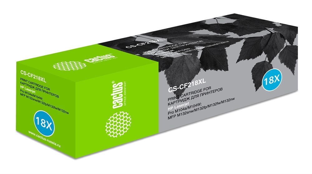 Тонер Картридж Cactus CS-CF218XL черный (6000стр.) для HP LJ M104/ M132