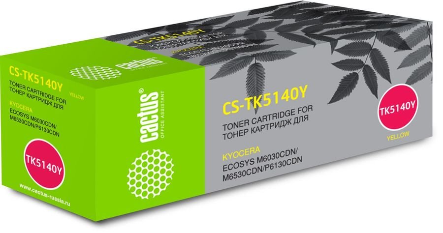 Тонер Картридж Cactus CS-TK5140Y желтый для Kyocera Mita M6030cdn/M6530cdn/P6130cdn Ecosys (5000стр.)