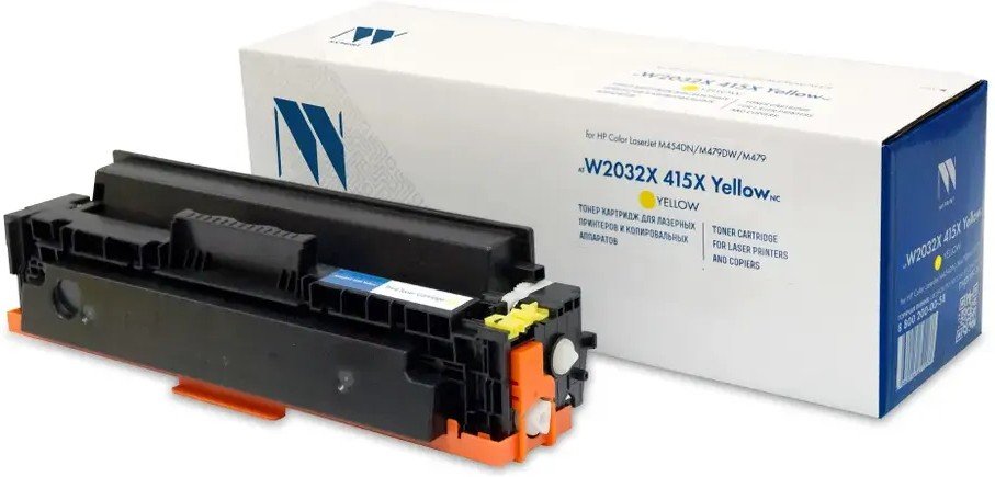 Тонер-картридж NV Print W2032X (NV-W2032X 415X Y) с чипом для HP Color LaserJet Pro M454dn/M479dw, №415X, Y, 6K, до версии 002_2247A