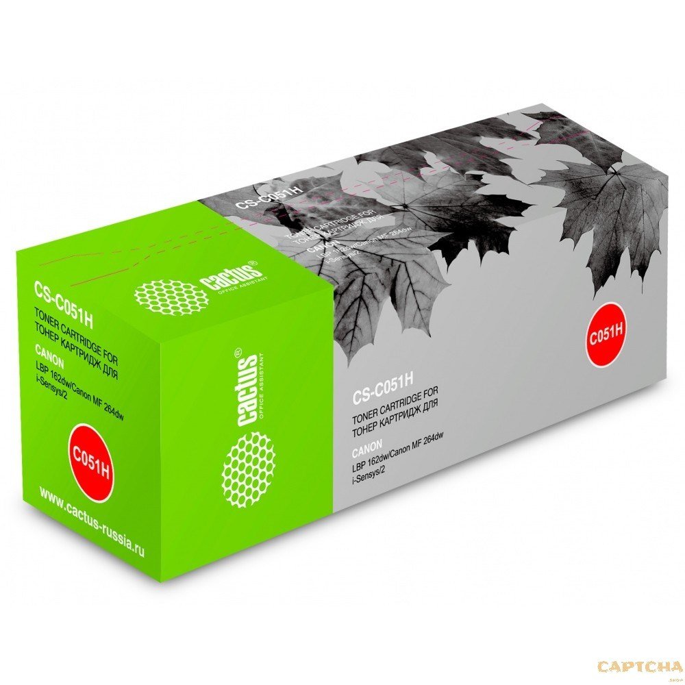 Тонер Картридж Cactus CS-C051H черный (4100стр.) для Canon LBP 162dw/MF 264dw/267dw/269dw