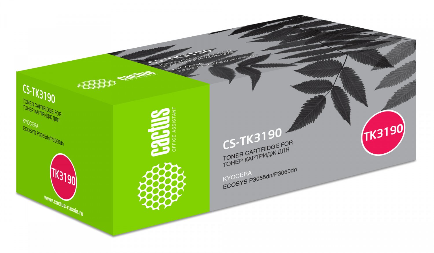 Тонер Картридж Cactus CS-TK3190 черный (25000стр.) для Kyocera Ecosys P3055dn/P3060dn