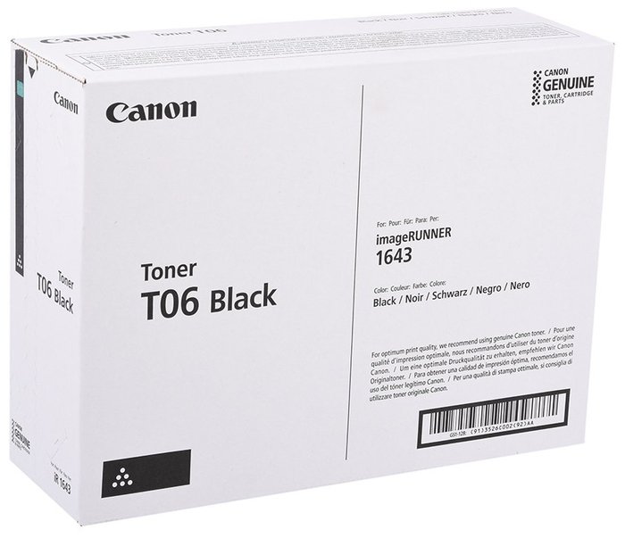 Тонер-картридж Canon 3526C002 T06 для IR1643s. чёрный. 20 500 страниц.