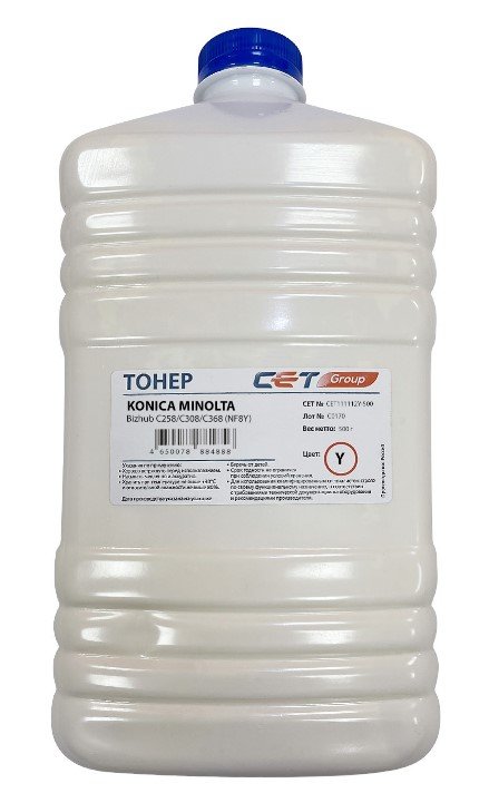 Тонер Cet NF8Y TN-324 CET111112Y-500 желтый бутылка 500гр. для принтера Konica Minolta Bizhub C258/C308/C368