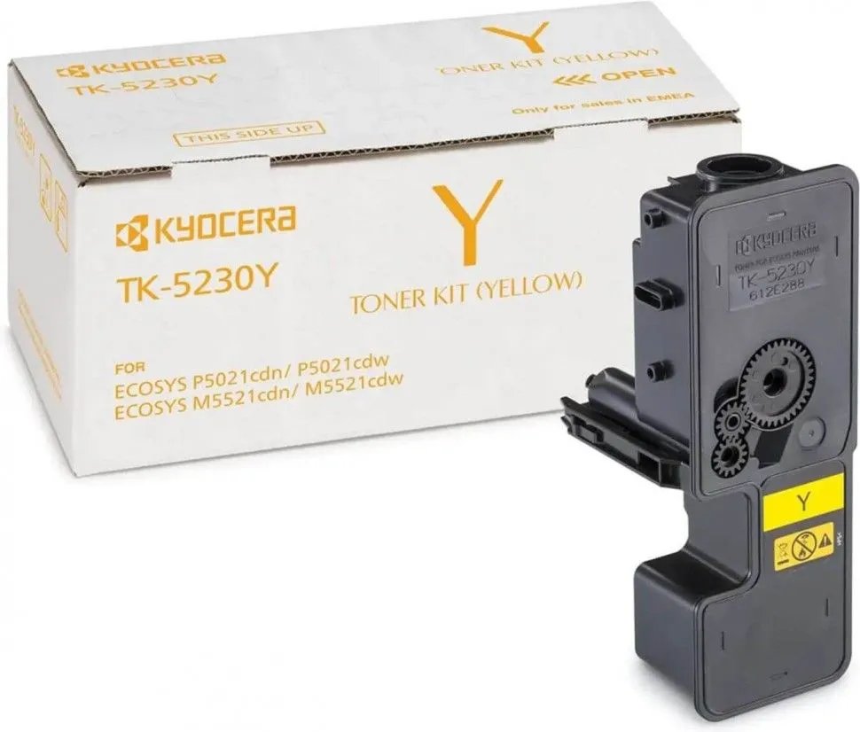 Тонер Kyocera TK-5230Y для Kyocera ECOSYS M5521cdn/cdw, M5526cdn/cdw, P5021cdn/cdw, P5026cdn/cdw. Жёлтый. 2200 страниц.