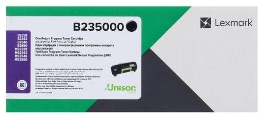 Тонер-картридж Lexmark B235000  черный для B2338dw, MB2338adw, B2442dw, MB2442adwe, B2546dw, MB2546adwe, B2650dw, MB2650adwe 3000 стр.