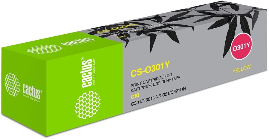 Тонер-картридж Cactus CS-O301Y для OKI C301/321 жёлтый 1500 страниц
