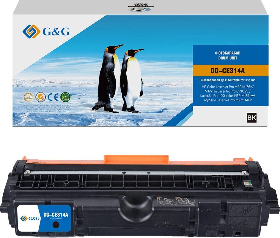 Блок фотобарабана G&G Universal GG-CE314A CE314A цветной цв 14000стр для CLJ Pro MFP M176n/M177fw/CP1025 /100 color MFP M175nw/TopShot M275 MFP HP