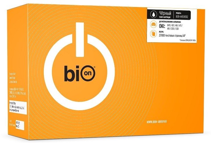 Драм-картридж Bion 44574302 для OKI B411/431/461/471/491/C301/C531 (25000 стр.), Черный, с чипом