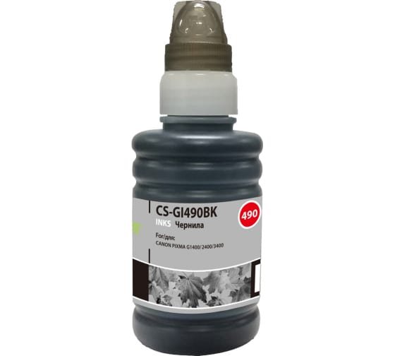 Чернила Cactus CS-GI490BK GI-490 черный пигментный 100мл для Canon Pixma G1400/G2400/G3400