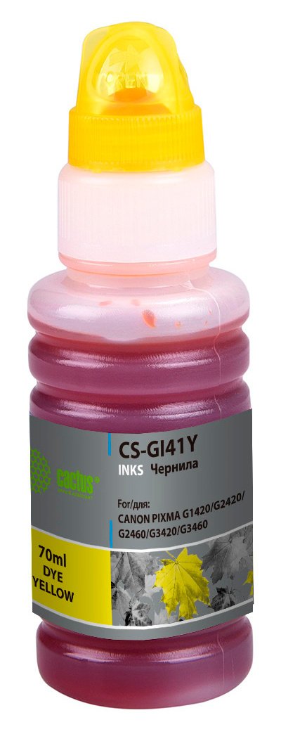 Чернила Cactus CS-GI41Y желтый70мл для Canon PIXMA G1420/G2420/G2460/G3420/G3460