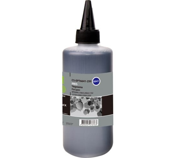 Чернила Cactus CS-EPT6641-250 T6641 черный 250мл для Epson L100/L110/L120/L132/L200/L210/L222/L300/L312/L350/L355/L362/L366/L456/L550/L555/L566/L1300