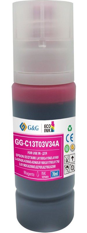 Чернила G&G GG-C13T03V34A 101M пурпурный70мл для Epson L4150/L4160/L6160/L6170