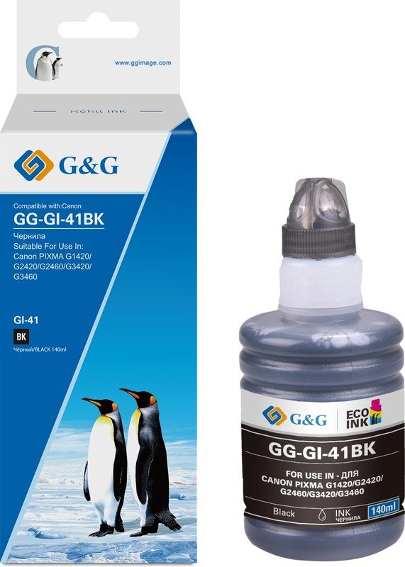 Чернила G&G GG-GI-41BK черный140мл для Canon Pixma G1420/G1430/G2420/G2430/G2460/G3420