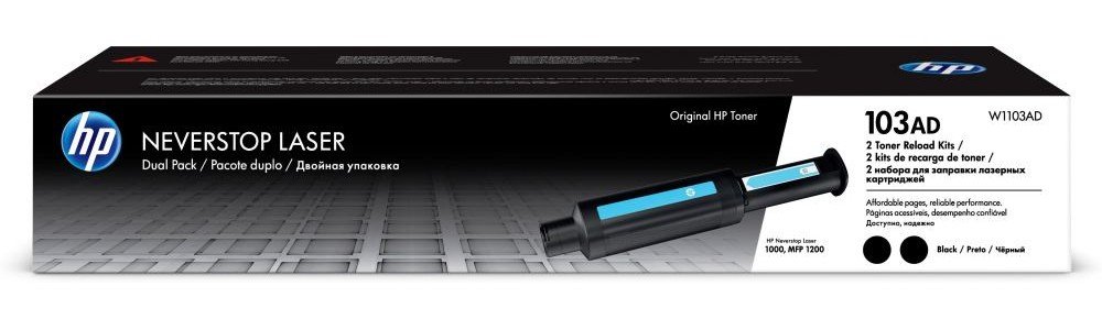 Заправочный комплект лазерный HP 103AD (W1103AD) черный, 2шт., 5000 страниц, оригинальный, для HP Neverstop Laser 1000a/1000w/1200a/1200w