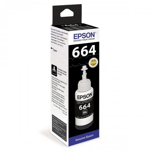 Чернила Epson L100/L200/L110/L120/L1300/L210/L222/L300/L312/L350/L355/L362/L456/L550/L555/L566 (O) C13T66414A, Black, 70ml