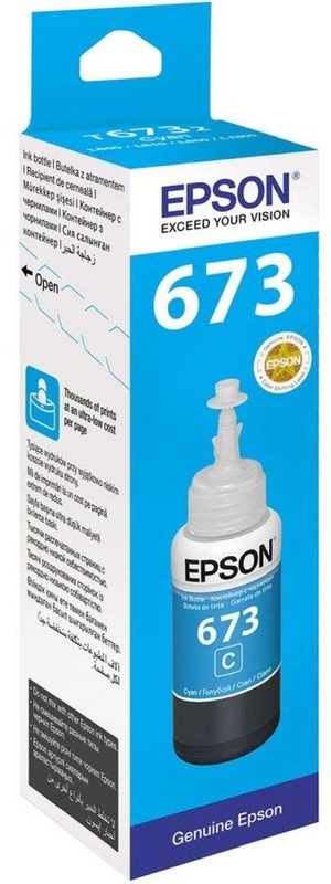 Чернила Epson 673 C13T673298 (аналог C13T67324A) голубой 70мл для Epson L800/L810/L850/L1800